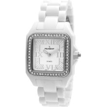 Peugeot 7062Wt Women'S 7062Wt Swarovski Crystal Bezel White Acrylic Watch