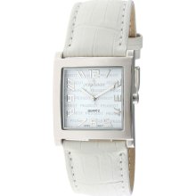 Peugeot Women's Silvertone Leather Strap Watch (Silver-Tone White Leather Strap Watch)