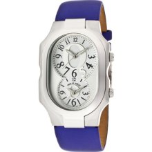 Philip Stein Watches Women's Dual Time White & Silver Dial Royal Blue