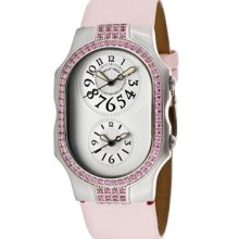 Philip Stein Watches Women's Dual Time White Dial Light Pink Genuine L