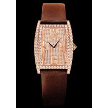 Piaget Limelight Tonneau Pink Gold Pave Diamond Watch G0A33090