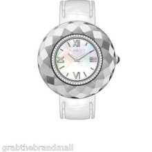 Playboy White Dial & White Leather Strap Women's Analogue Watch- Bpb-0011-d