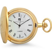 Polished gold mechanical pocket watch & chain by charles hubert #3840