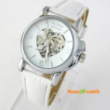 Pop Trend White Transparent Love Heart Automatic Mechanical Girls Women Watch