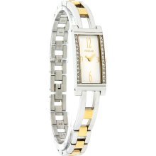 Pulsar Ladies Crystal White Dial Two Tone Bracelet Dress Watch PEG505