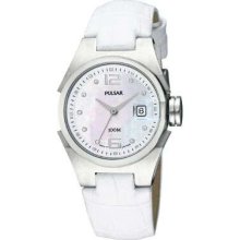 Pulsar Ladies White Leather Strap PXT611X1 Watch