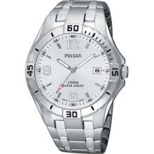 Pulsar Mens Sport Stainless Steel Silver Dial Watch #PXH705