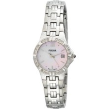 Pulsar Pxt703 Womens Diamond Pink Mother Of Pearl Stainless Steel Watch