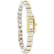 Pulsar Quartz Ladies Thin Two-Tone Crystal Bracelet Dress Watch PEX534