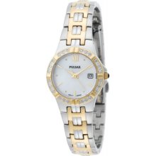 Pulsar Women's PXT702 Diamond Mother Of Pearl Two-Tone Watch