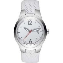 Puma Move Gents White Dial White Leather Strap Watch