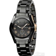 Quartz Ladies Black Mother Of Pearl Dial Black Ceramic Watch Ar1412