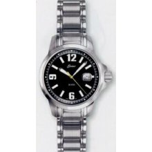 Quartzline Seapearl Ladies 20 Atm Watch W/ Black Dial & Ss Bracelet