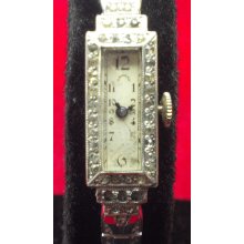 RARE Art Deco Swiss Harman Rhinestones Diamonds Dainty Ladies Watch SERVICED Shop for Birthdays Wedding