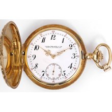 Rare Patek Philippe Pocket Watch Unusual High Relief 18k Hunting Case