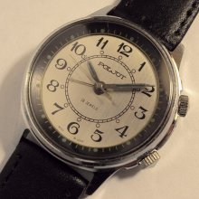 Rare POLJOT 18 jewels mechanical wristwatch with ALARM function USSR 1st Moscow Watch Factory 1980s