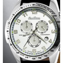 Rare Swiss Luxury Falcon Chronograph Ivory Silver Dial Day Date- Fast Worldship