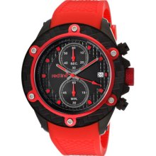 Red Line Watches Men's Carbon Brake Chronograph Black Dial Red Silicon