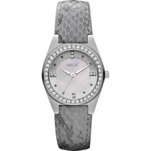 Relic Ladies Silver Gray Leather Band with Silver Dial Watch