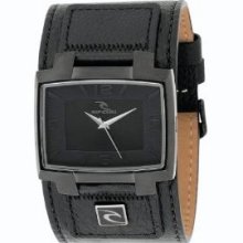 Rip Curl Bronx Leather Analog Midnight Black Mens Surf Watch Rrp$230 In Box