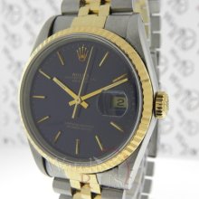 Rolex Datejust 16233 Stainless Steel And 18k Yellow Gold Jubilee Blue Dial