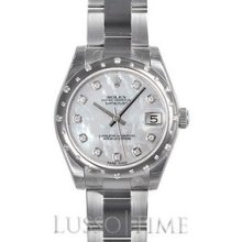 Rolex Datejust 31MM Oyster Stainless Steel 24-Diamond Bezel White M-O-P Diamond Dial Lady's Timepiece - 178344MDO