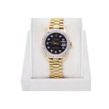 Rolex Datejust Ladies Presidential 6917 Black Diamond Dial and Bezel