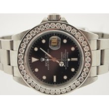 Rolex Mens SS Submariner Date Diamond Bezel.