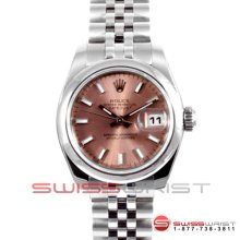 Rolex New Style Ladies Datejust SS 179160 Salmon Stick Dial