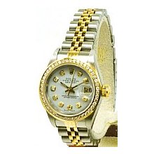 Rolex Pre-Owned Women's Datejust 2-Tone - White Diamond Dial/Jubilee