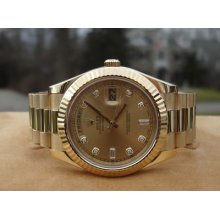 Rolex President 218238 Day Date Ii 18k Champagne Diamond Dial 