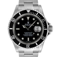 Rolex Submariner Date Stainless Steel Watch Black Index Dial 16610 Papers D 2006