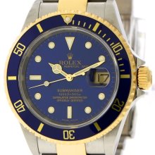 Rolex Submariner Gold Steel Blue Dial 16613lb Watch. Sel, F Serial.