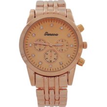 Rosegold Geneva Watch With Crystals Hour Markers For Women