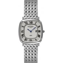 Rotary Men's Silver Steel Slim Gb08100/21 Watch Rrp Â£259.00