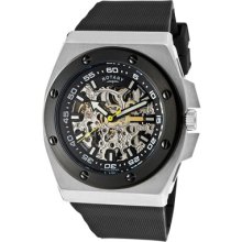 Rotary Watch 610c Men's Editions Automatic Skeletonized Silver/black Dial Black