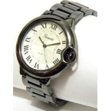 Round Hematire Round Face Bracelet Dress Roman Dial Numerals Slim Geneva Watch