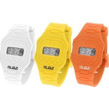 Rubz Unisex Digital Retro Watch Rub104 Pack Of 3 Digital Watches (White, Yellow & Orange)