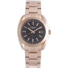 Rudiger Men's Dresden Rose Gold IP Black Dial Date Watch ...