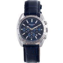 Rudiger Watches Men's Dresden Chronograph Blue Dial Blue Calfskin Blue