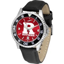 Rutgers Scarlet Knights Competitor AnoChrome Poly/Leather Band Watch