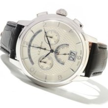 S. Coifman Men's Swiss Made Quartz Chronograph Stainless Steel Leather Strap Watch