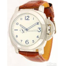 Sale.. Luxury Mechanical Luminor Marina Silver Dial Brown Leather Sp