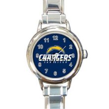 San Diego Chargers 16 Starter Italian Charm Links Round Watch 01