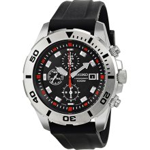 Seiko Chronograph Black Dial Black Rubber Mens Watch SNDD95P2