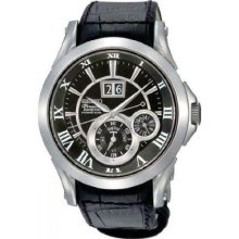 Seiko Kinetic Premier Perpetual Leather Mens Watch SNP037