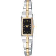 Seiko Ladies Two-Tone Dress Black Dial Watch