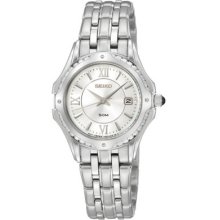 Seiko Le Grand Sport White Dial Silver Tone Wr 50m Women's Watch Sxdc35