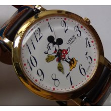 Seiko Minnie Mouse Men's Gold Quartz Ultra Thin XL (44mm!) Watch w/ Strap