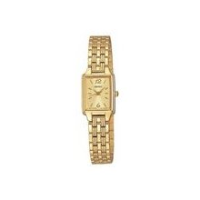 Seiko Quartz Ladies Rectangular Gold Tone Dress Bracelet Watch Sxgl62 Msrp $195